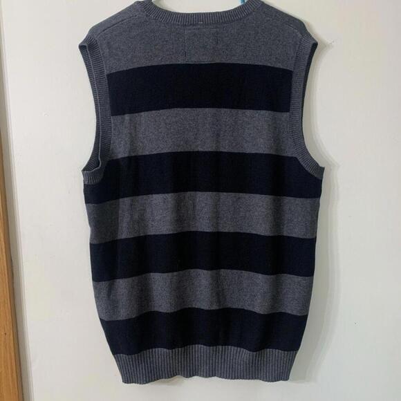 VTG Y2K Old Navy Men Sz L Cashmere Blend Sweater Vest Gray Striped NWT Academia​ - Picture 8 of 8